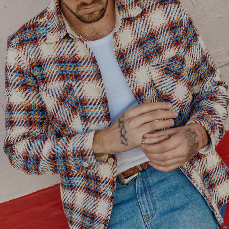 Herren Flanellhemd Kariert Mit Brusttaschen Modern