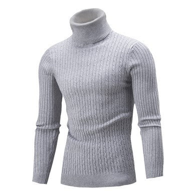 Herren Rollkragenpullover Zopfmuster Eleganz Schwarz