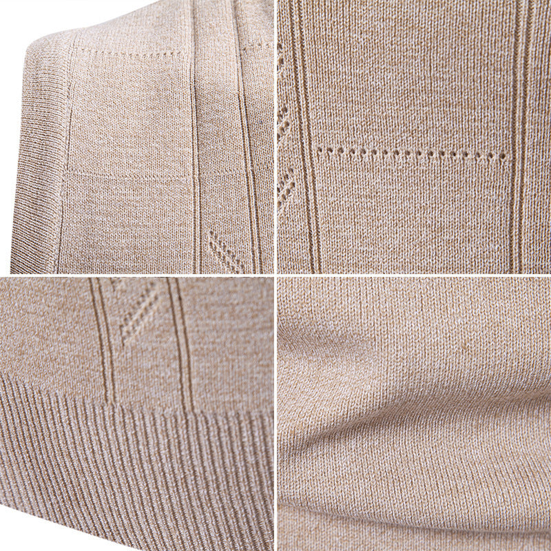 Herren Strickjacke Ärmellos V-Ausschnitt Strukturiert Modern
