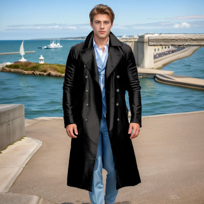 Herren Trenchcoat Übergroß Eleganter Langmantel Wasserabweisend - BerlinGlamour