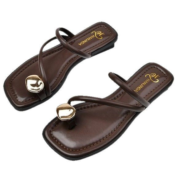 Damen Sandalen Riemchensandalen Elegante Metallic Akzente