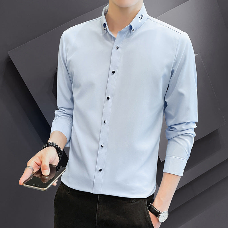 Herren Slim-Fit Hemd Langarm Elegant Modern
