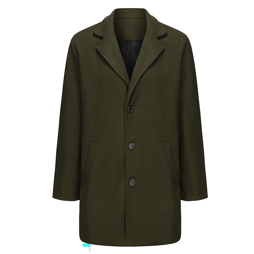 Herren Wollmantel Elegant Langschwarz Modern
