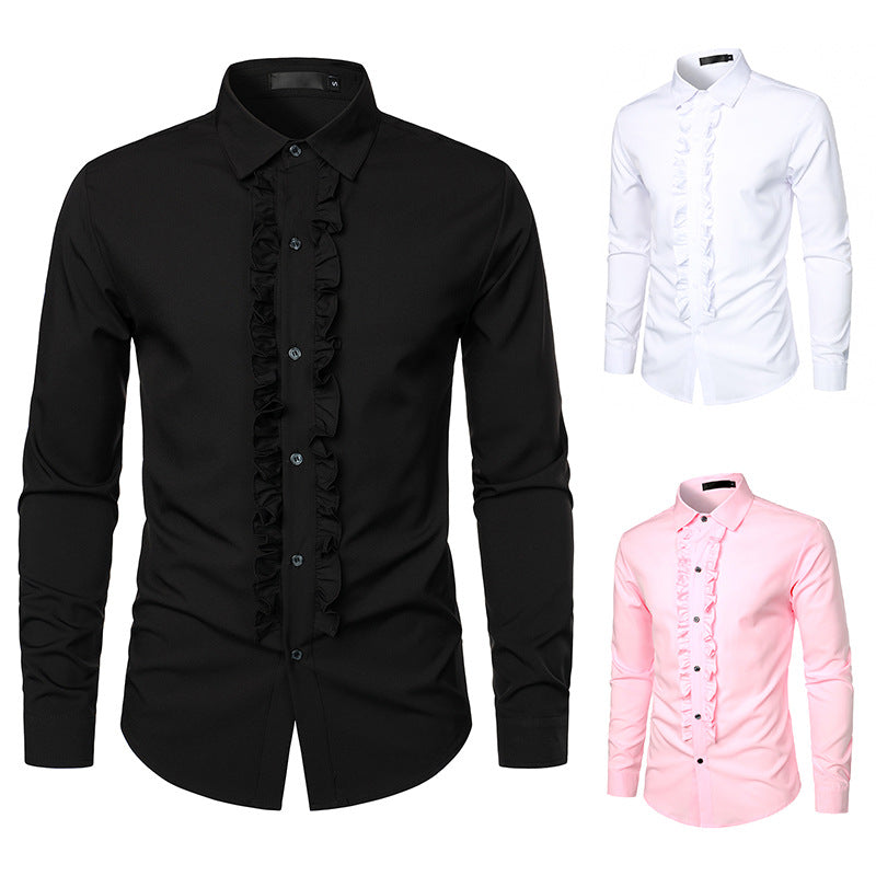 Elegantes Herrenhemd mit Rüschen Moderner Schnitt - BerlinGlamour