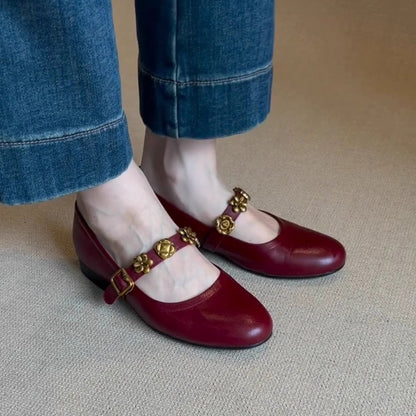 Damen Schuhe Mary Jane Blumen Dekor Komfort Absatz