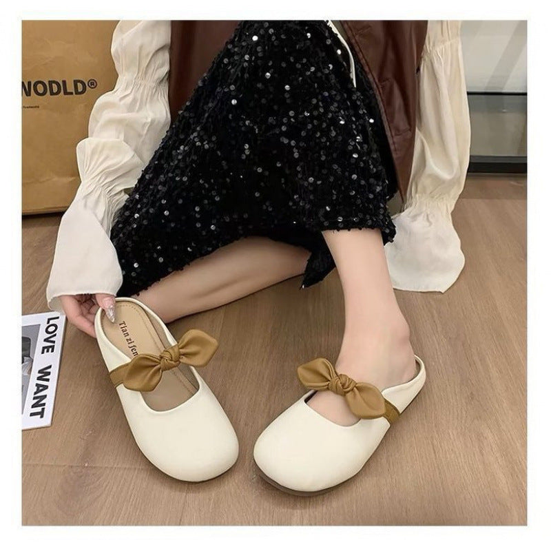 Damen Slipper Komfortabel mit Schleife Moderne Heidi Mode