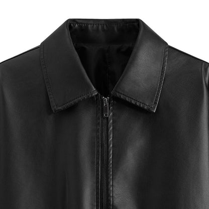 Lederjacke Herren Lässig Elastisch Mit Taschen