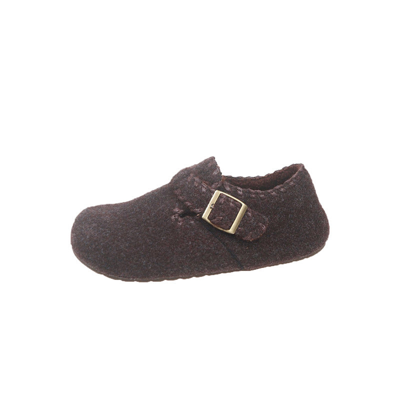 Wolle Hausschuhe Damen Warm Schnallenverschluss Modern