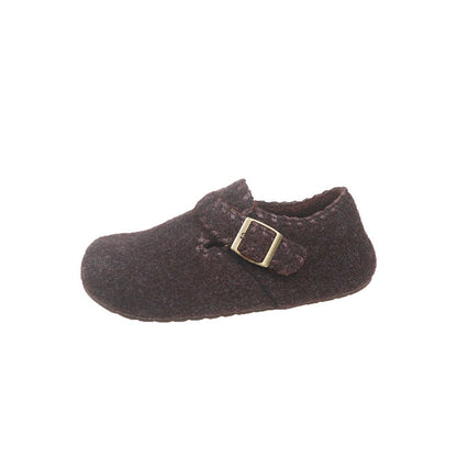 Wolle Hausschuhe Damen Warm Schnallenverschluss Modern