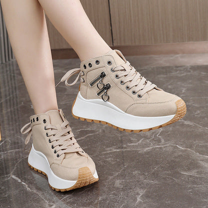 Damen Sneaker High-Top Sportschuhe Mit Reißverschluss
