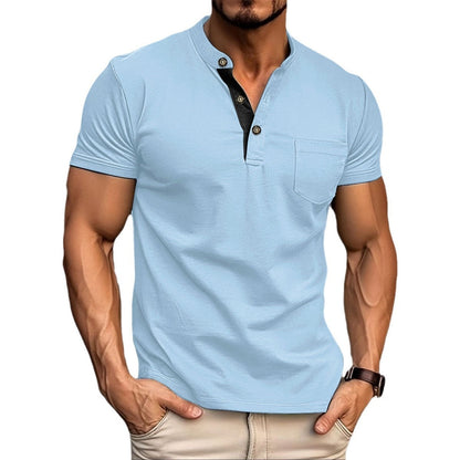 Herren Polo-Shirt Modern Stehkragen Knöpfe Elegant