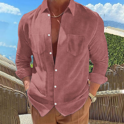 Herren Kord Bluse Modern Trendig Elegant