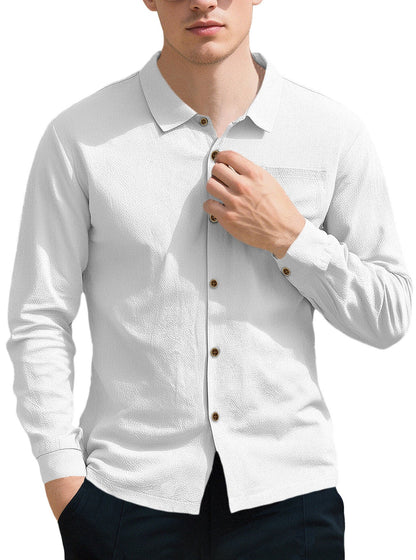 Herren Langarmhemd Modern Lässig Strukturiert