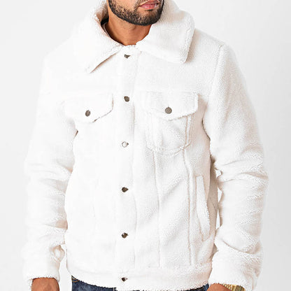 Herren Sherpa-Jacke Kuschelig Warm mit Taschen