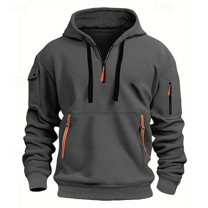 Herren Kapuzenpullover Lässig mit Reißverschlusstaschen