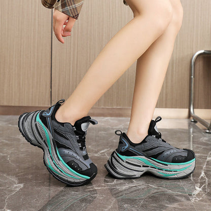 Damen Sneaker Sportlich Chunky Atmungsaktiv Laufsohle