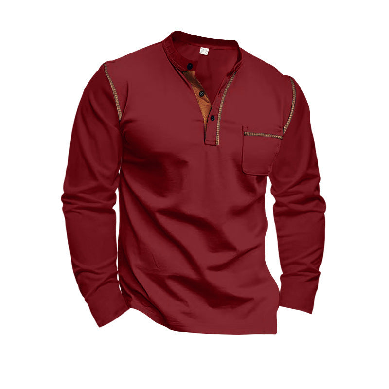 Herren Langarmshirt Elegantes Kontrastdesign Modern