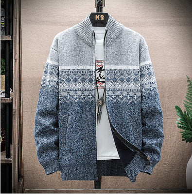 Herren Strickjacke Nordisch Muster Reißverschluss Modern
