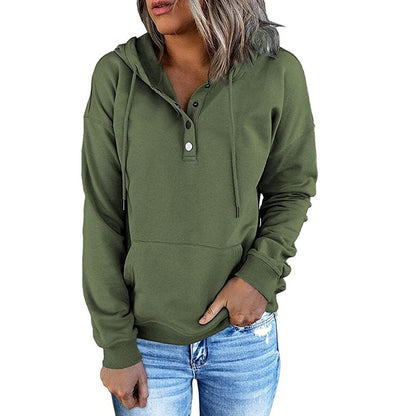 Damen Hoodie Lässig Oversized mit Knöpfen Modern