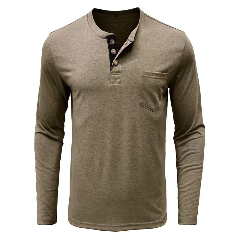 Herren Langarmshirt Knopfleiste Modern Elegant