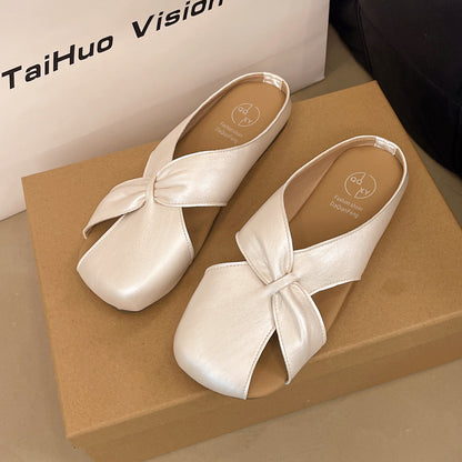 Damen Clogs Bequem Offen Knotendesign Sommer