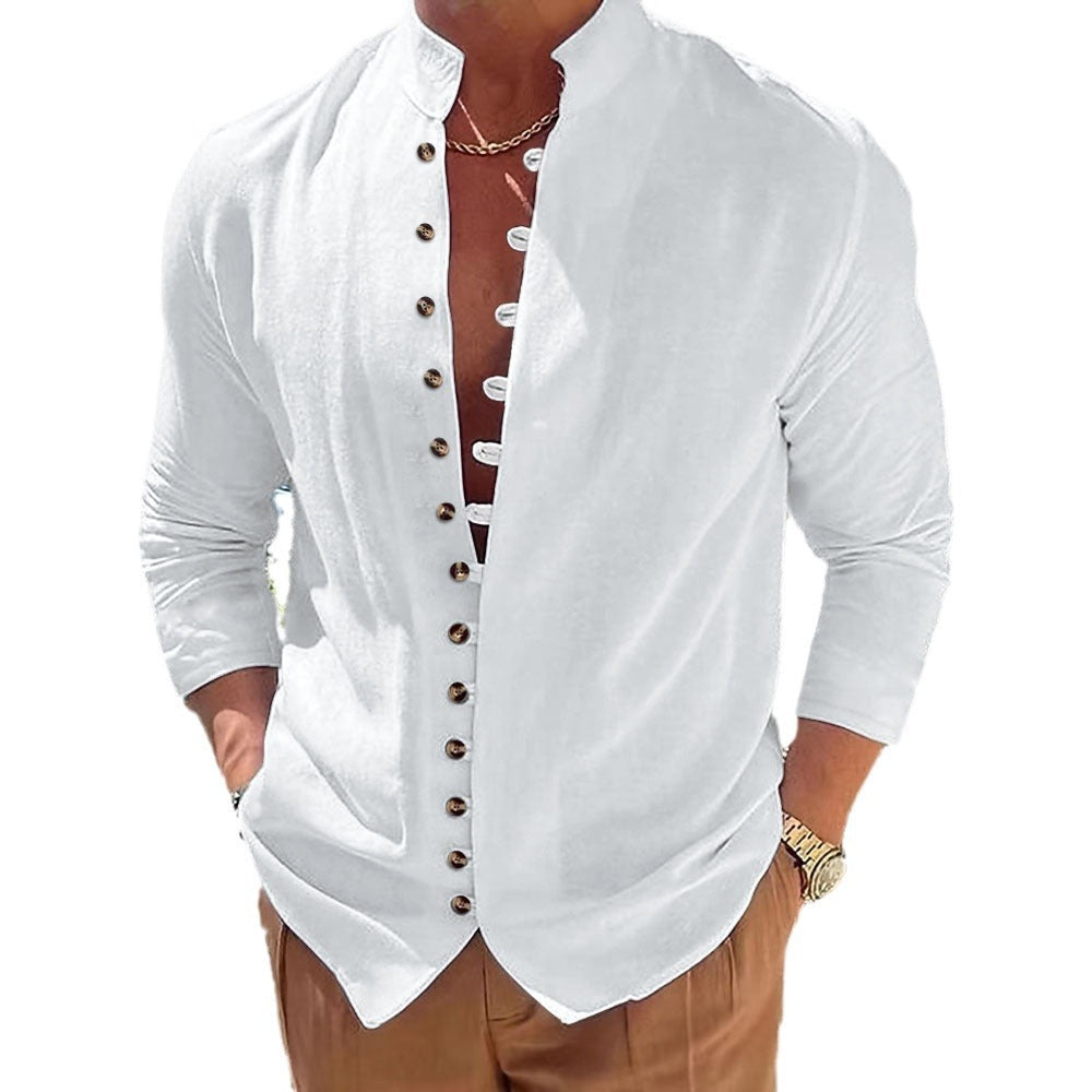 Herren Langarmhemd Modern Mandarin Kragen Elegant