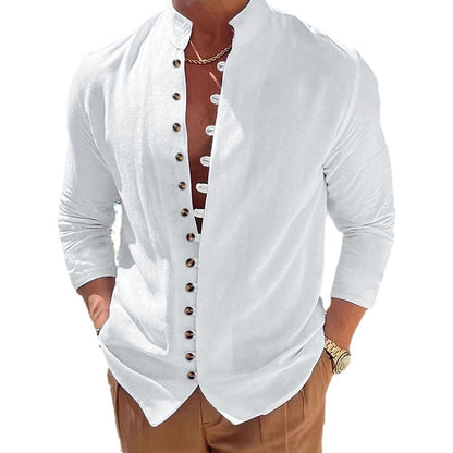 Herren Langarmhemd Modern Mandarin Kragen Elegant