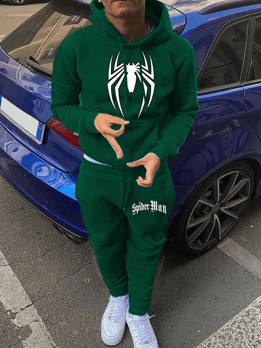 Herren Jogginganzug Sportlich mit Kapuze Spider Motiv Set - BerlinGlamour
