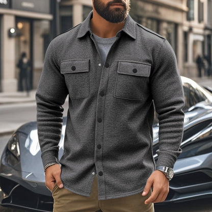 Herren Jacke Overhemd mit Taschen Strukturiert Modern