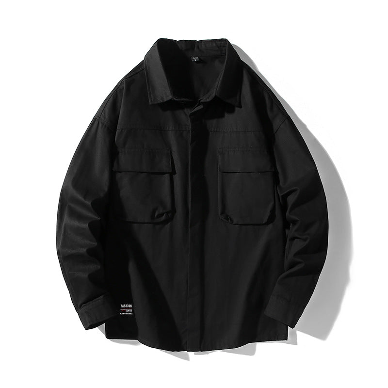 Herren Hemdjacke Lässig Utility Style Mit Großen Taschen