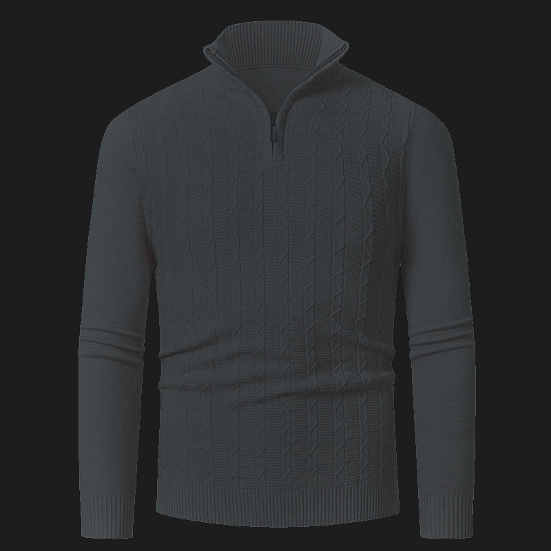 Herren Strickpullover Modern Reißverschluss Kragen Übergröße