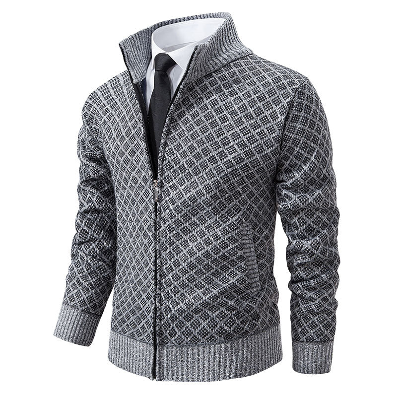 Herren Strickjacke Modern Grafik Design Zipper