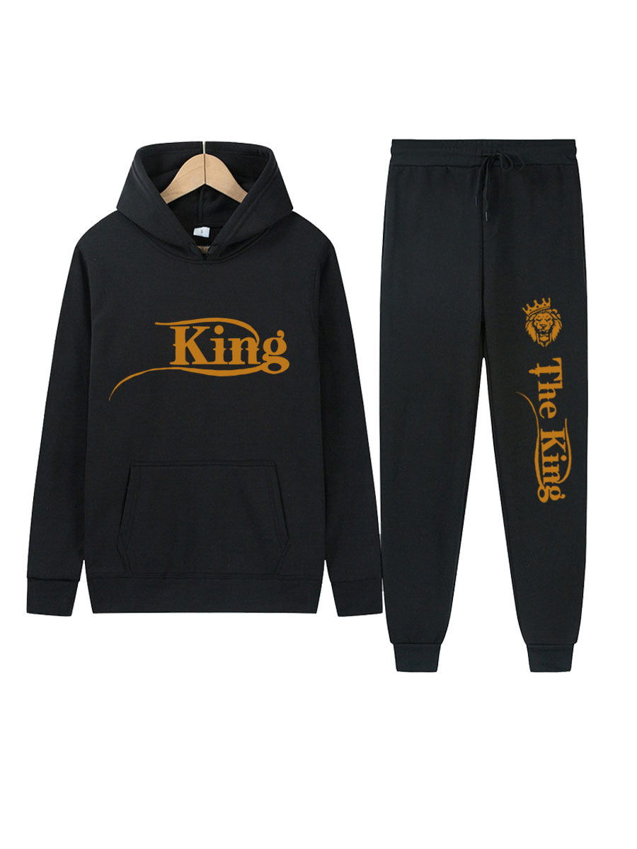 Herren Sportset Kapuzenpulli Jogginghose Modern Königsmotiv