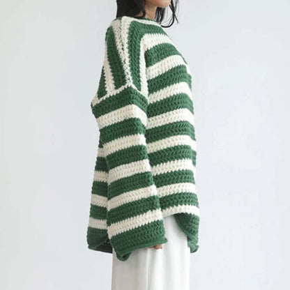 Gestreifter Strickpullover Weich Pastellfarben Damen