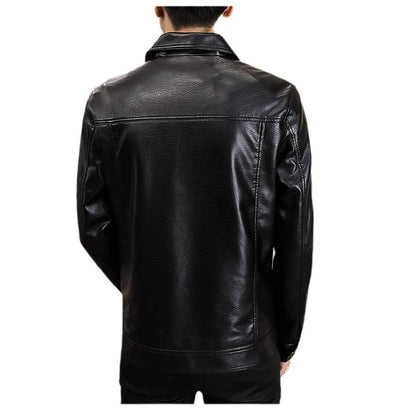 Herren Ledermantel schwarz Kunstleder Jacke Elegant Modern