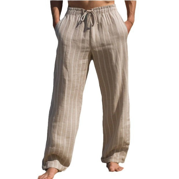 Herren Leinenhose Lässig Elastisch Bequem Mit Taschen