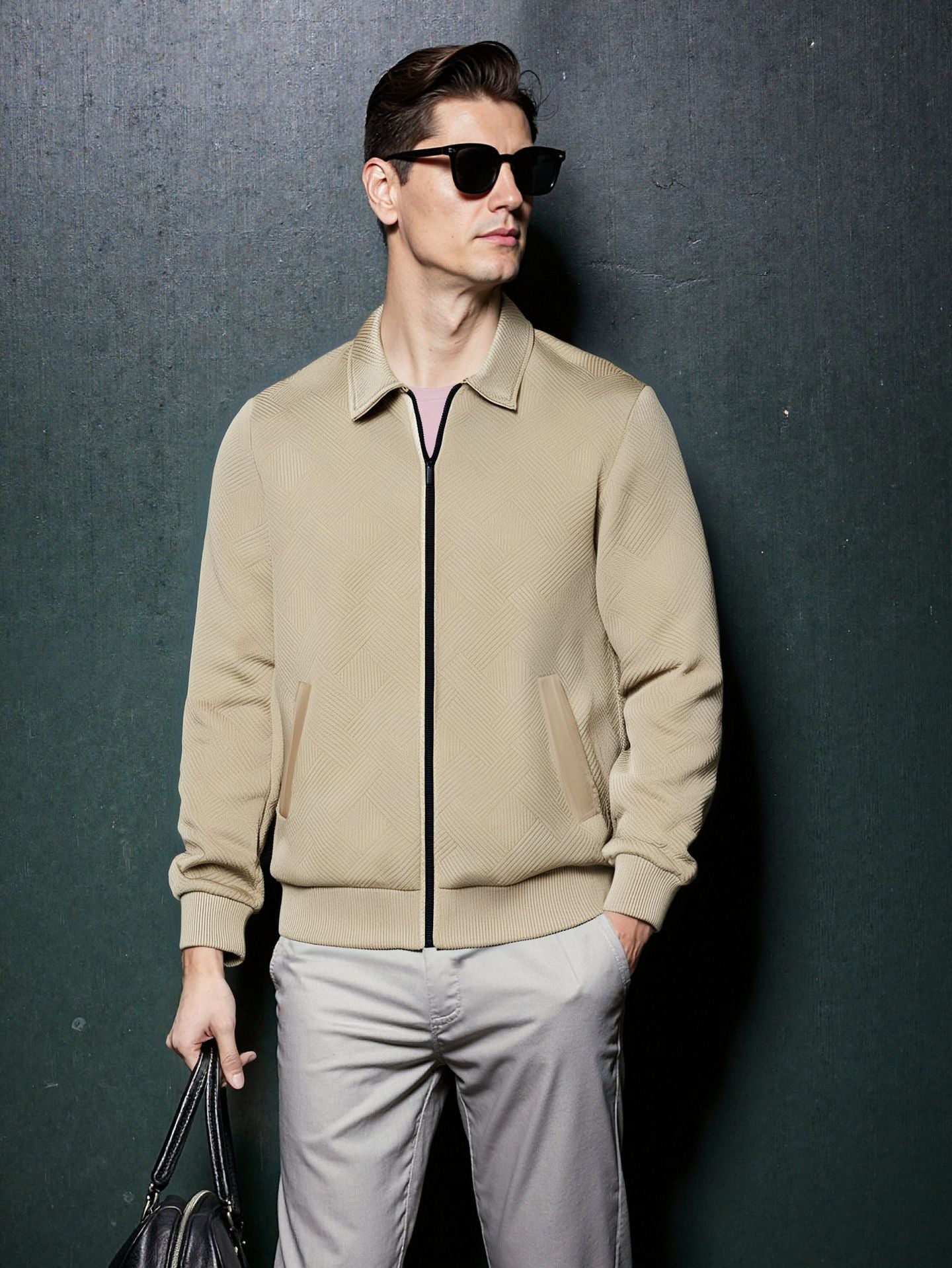 Herren Sportjacke Modern mit Strukturiertem Design