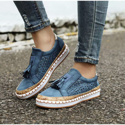 Damen Sneaker perforiert Dekorativ Quasten Modisch - BerlinGlamour