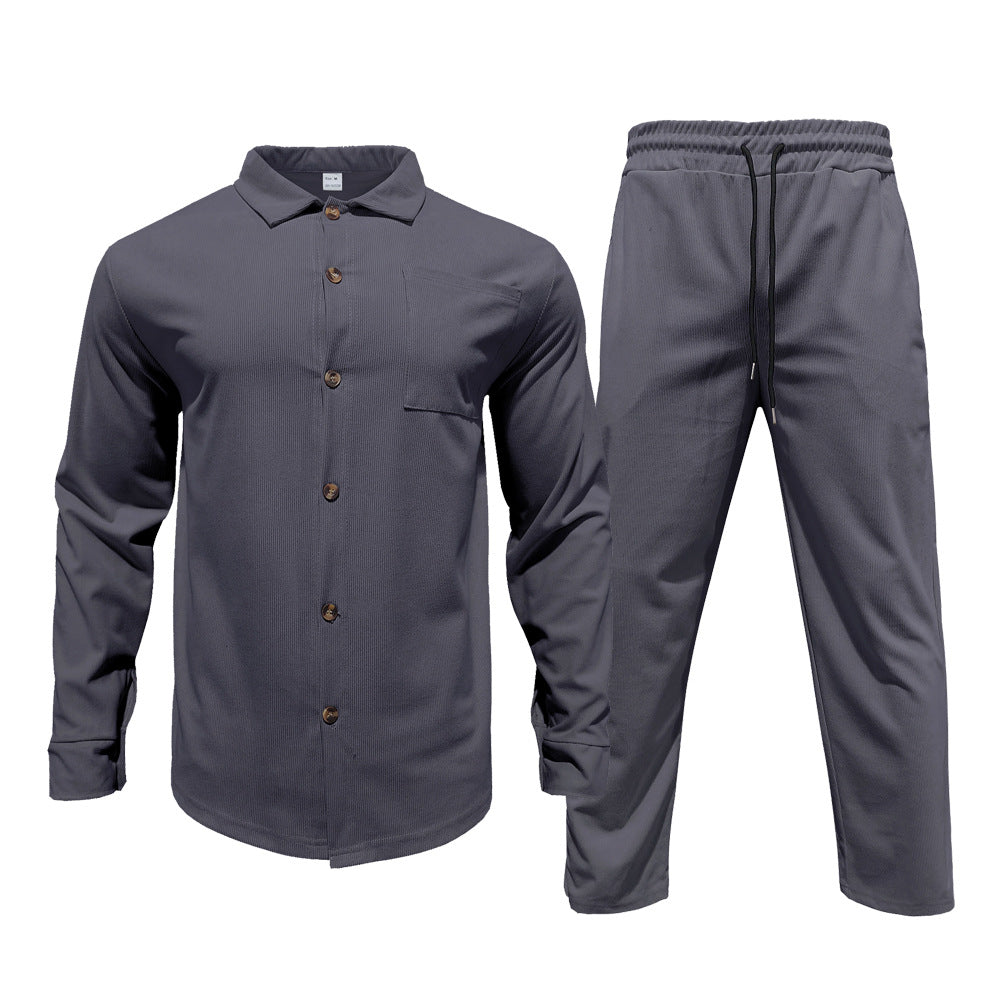 Herren Casual Hemd und Hose Set Modern Freizeit