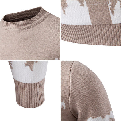 Herren Strickpullover Bergmotiv Hochkragen Winterwarm