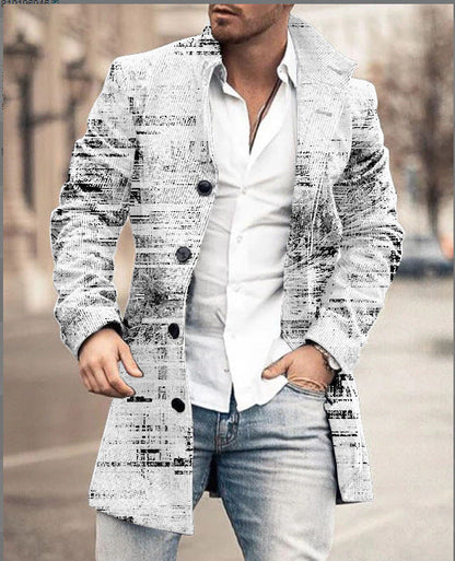Herren Wollmantel Karo Modern Tailliert