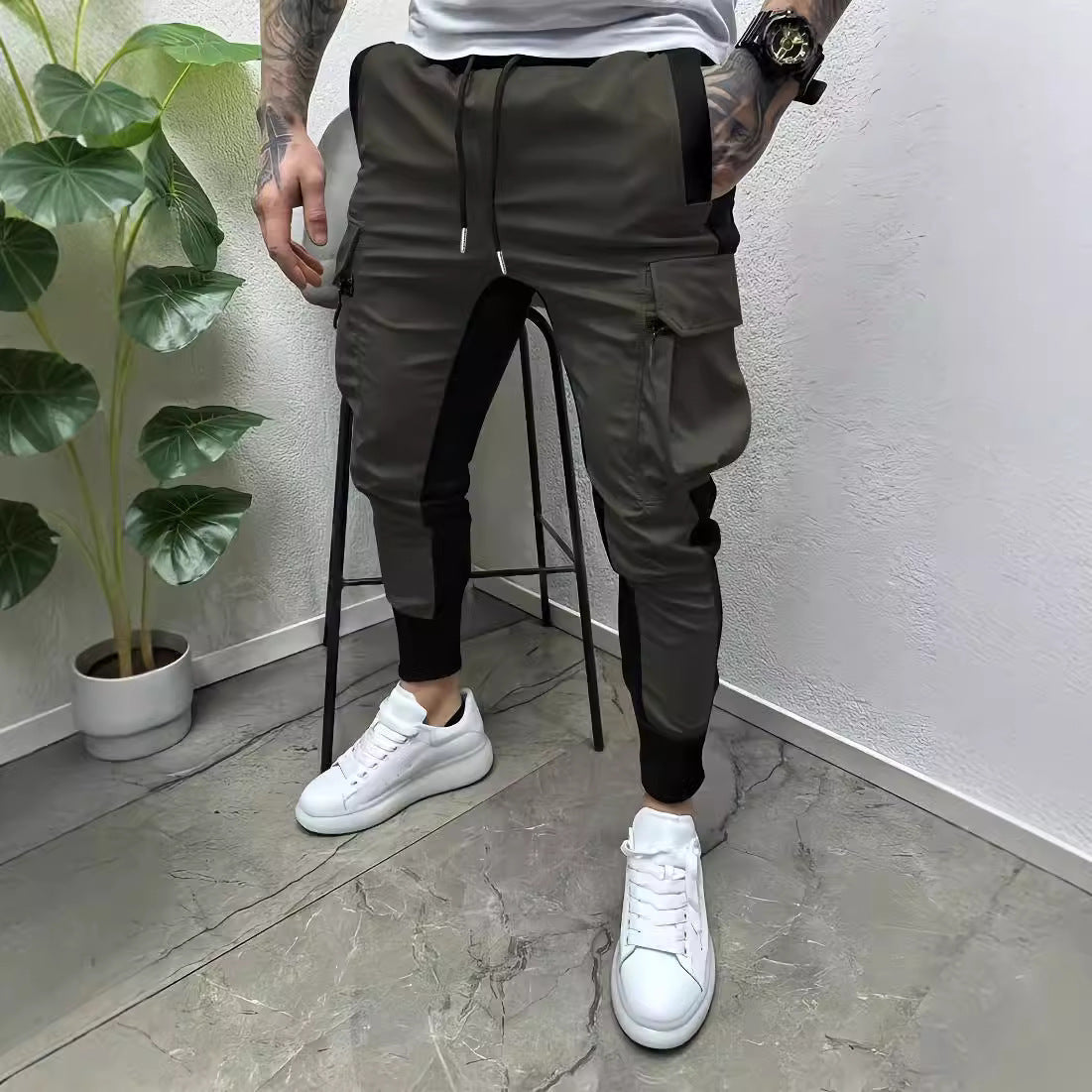 Herren Jogginghose Modern Cargo Bequem Schwarz