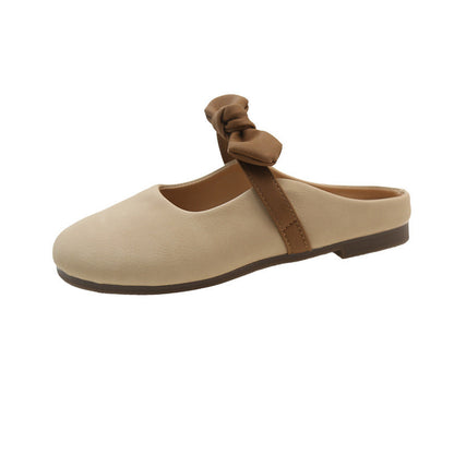Damen Mules Bequem mit Schleife Modisch