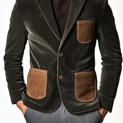 Herren Blazer Cord Elegant mit Kontrasttaschen Modern