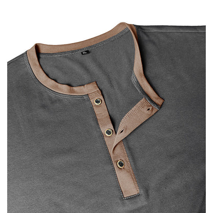 Herren Langarm-Hemd Henley-Ausschnitt Modern Slimfit