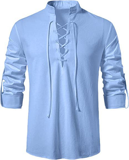 Herren Langarmhemd Modern Kordelzug Elegante