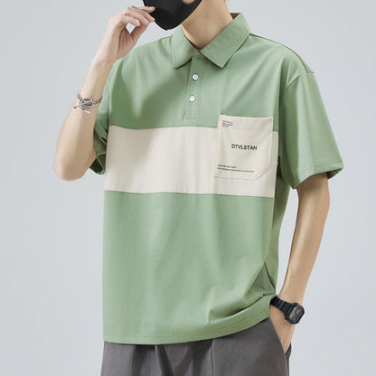 Herren Poloshirt Farbblock Modern mit Brusttasche - BerlinGlamour