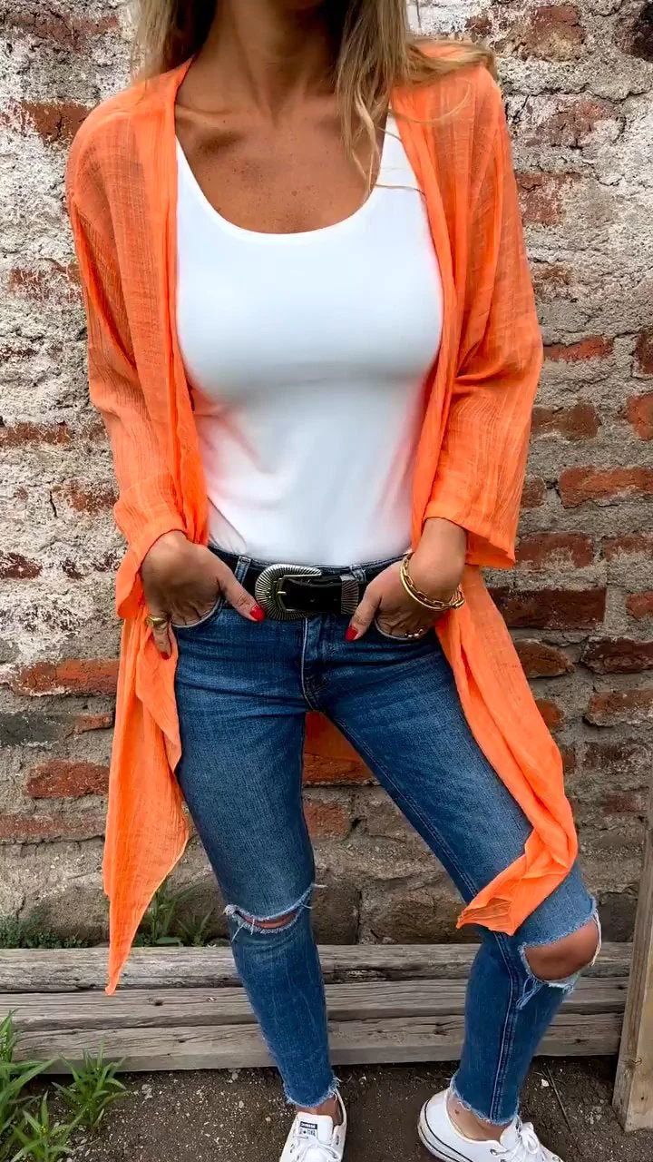 Damen Kimono Leicht Open Front Sommer
