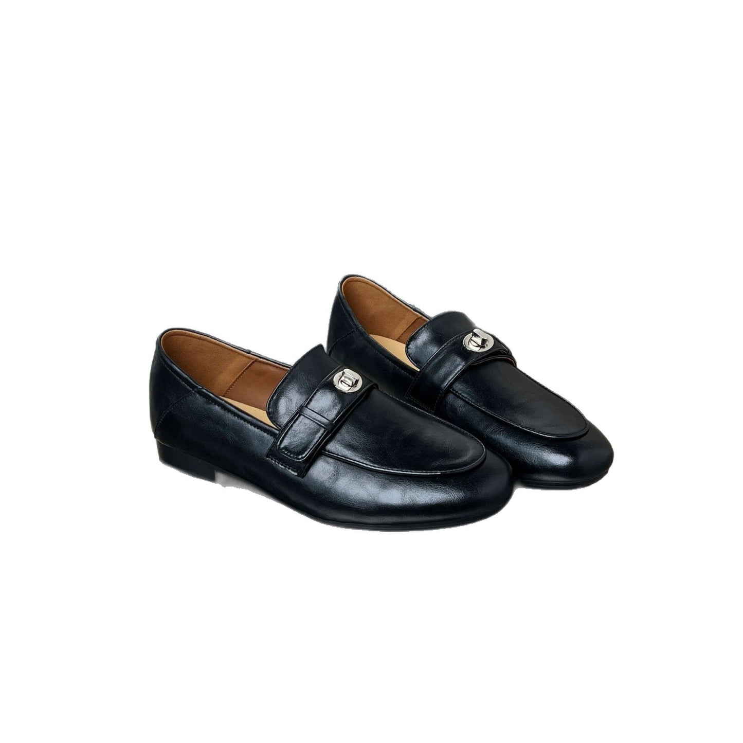 Damen Mokassins Elegante Kunstleder Schuhe Mit Schnalle