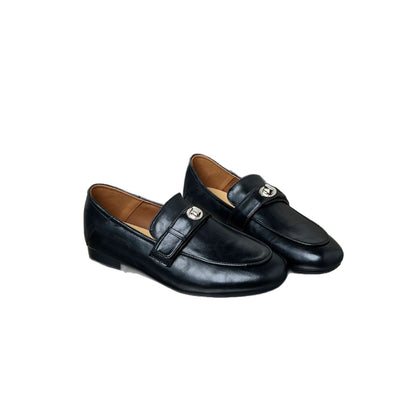 Damen Mokassins Elegante Kunstleder Schuhe Mit Schnalle